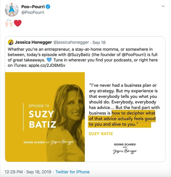 Poo-Pourri uses social media to boost brand reputation.